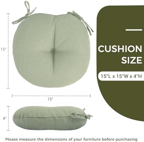 Outdoor Bistro Chair Cushion Set of 2, Waterproof Tufted Round Seat Cushion w...