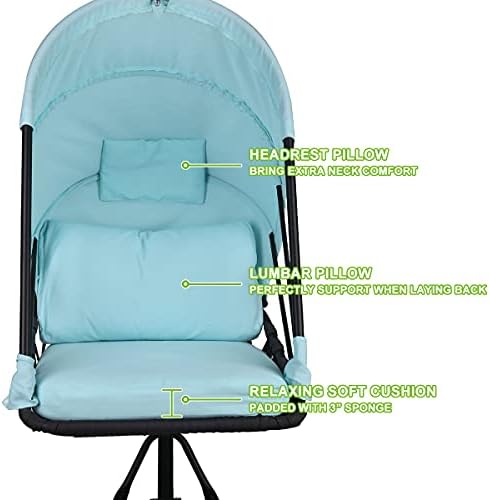 Foldable Hanging Chair Swing Hammock Egg Chair PE Rattan Wicker Seat w/Padded...