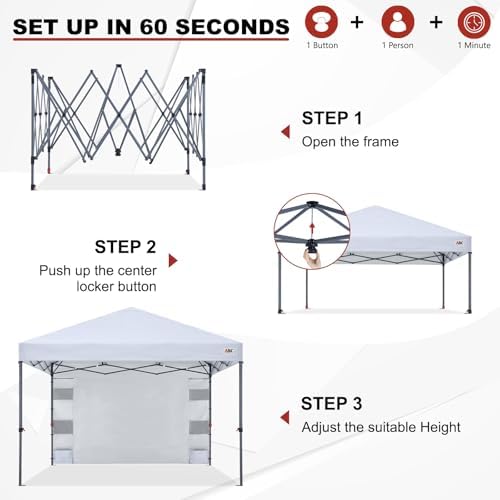 ABCCANOPY 10x10 Heavy Duty Pop Up Canopy Tent with Storage Sidewall, White