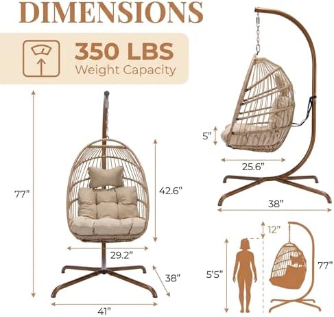 RADIATA Egg Chair Outdoor with Stand, PE Wicker Hanging Swing Egg Chair