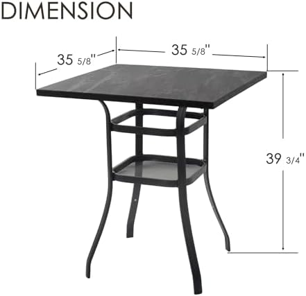 Kozyard Outdoor Bar Height Table with Realistic Marble Texture Top, 36" ...