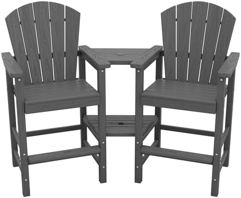 SERWALL Tall Adirondack Chairs Set of 2, HDPE Bar Height Outdoor Chairs