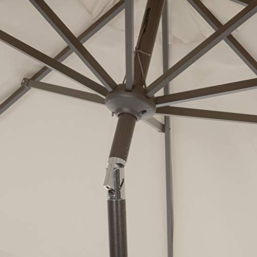SAFAVIEH Outdoor Valance Crank Patio Umbrella, 9 ft Beige/White PAT8006C
