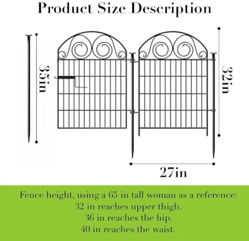 Getlay Tall Garden Fence Animal Barrier with Gate, 32 in(H) 16 Panels Garden ...