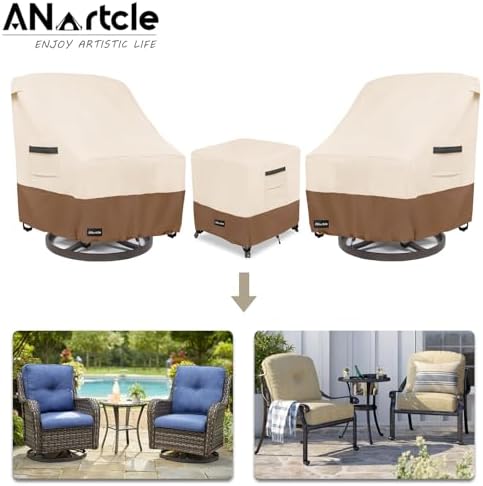 ANartcle 3 Pieces Patio Bistro Sets Cover,600D Waterproof Heavy Duty Patio Fu...