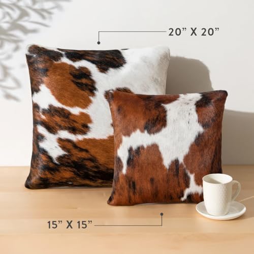 ecowhides 100% Genuine Brazilian Cowhide Pillow Cover – Tricolor, Brown, Blac...