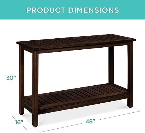 Best Choice Products 48in 2-Shelf Eucalyptus Wooden Console Table Indoor Outd...