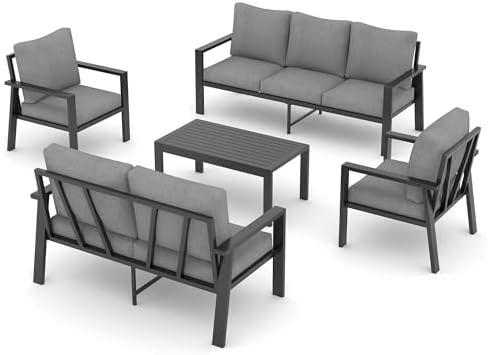UDPATIO Aluminum Outdoor Patio Furniture Set 5 Pieces Metal Conversation Sets...