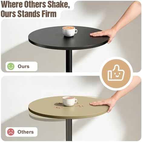 Furmax Bistro Pub Table Round Bar Height Cocktail Table for Home Bar, Round B...