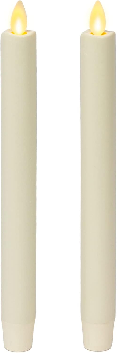 Luminara Set of 2 Moving Flame LED Taper (1x9.75), Flameless Candle, Melted E...