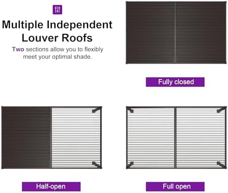 PURPLE LEAF Outdoor Louvered Pergola 10' x 14' Aluminum with LED Bronze