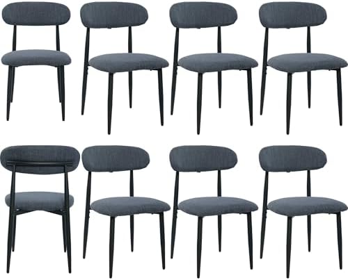 FREKEN Modern Upholstered Dining Chairs Set of 8, Mid-Century Metal Frame Lin...