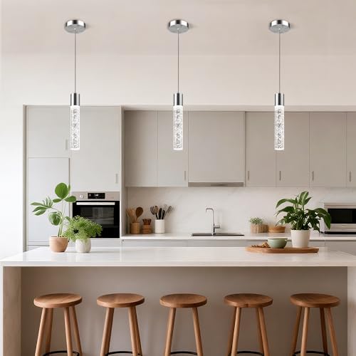 Pendant Lights Kitchen Island, 6500K Modern Kitchen Island Lights Brushed Nic...