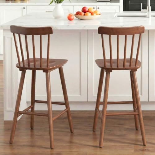 Windsor Bar Stools Set of 2, 26 Inch Counter Height Barstools Wooden Barstool...