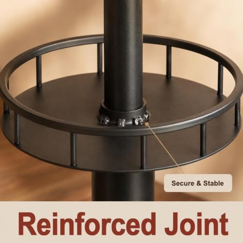 LOKKHAN 42" Tall Rustic Industrial Bar Table with Storage-19.68" Di...