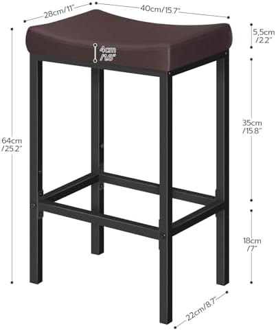 HOOBRO Bar Chairs, Set of 2 Counter Height Saddle Stools with Curved Surface,...