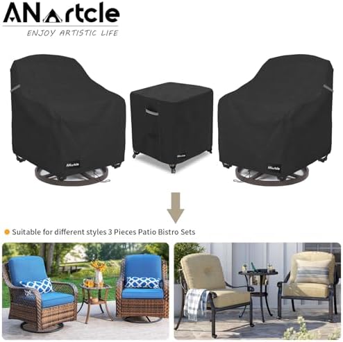 ANartcle 3 Pieces Patio Bistro Sets Cover,600D Waterproof Heavy Duty Patio Fu...
