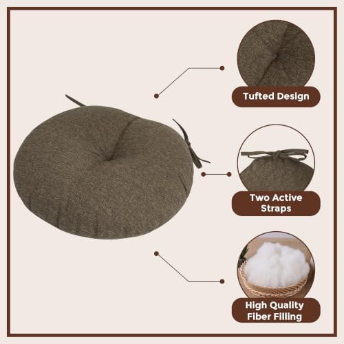 FUNHOME Outdoor Round Bistro Chair Cushions Set of 2, 15x15x4Inch-Brown