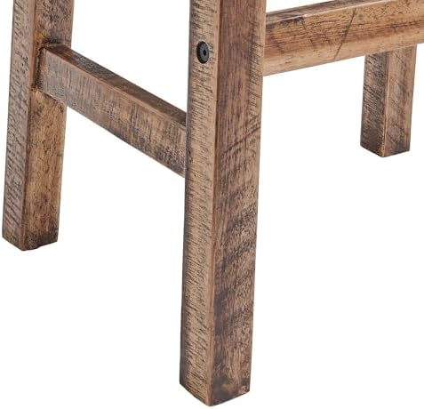 Alaterre Durango Solid Wood Rustic Bar Stool Set of 2, Natural, 26-Inch