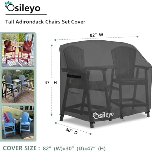 Tall Adirondack Chairs Set Cover for Poly Balcony Chair with Connecting Tray ...