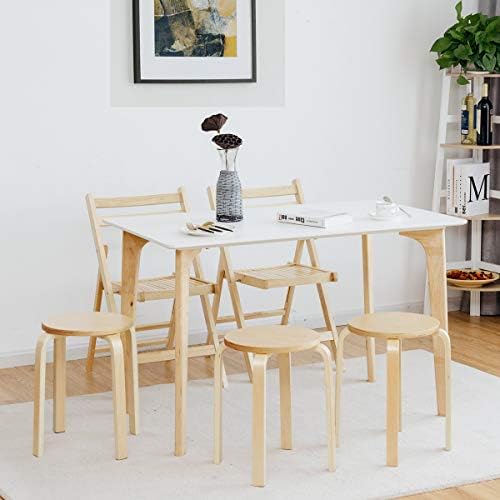 COSTWAY Stackable Bentwood Stools Set of 4, 18in Backless Round Chairs