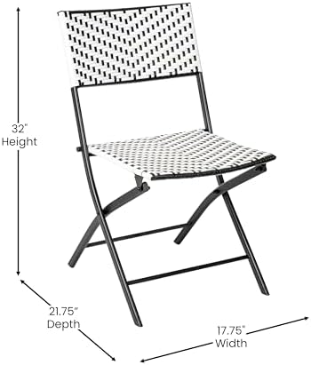 EMMA + OLIVER Black/White Three Piece Folding Bistro Set