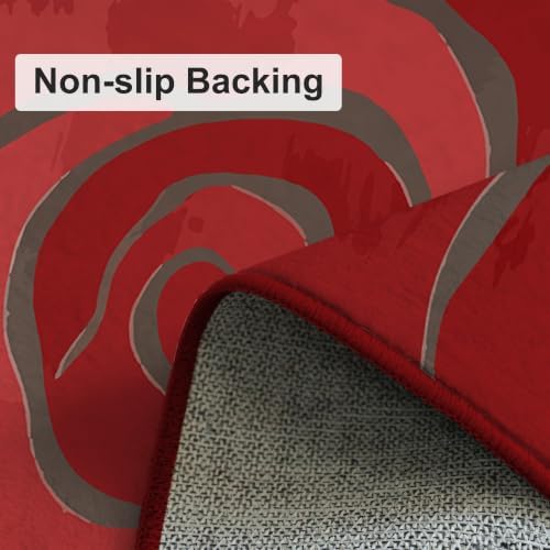 5x7 Red Rose Area Rug for Living Room Washable Rugs Bedroom Dining Room