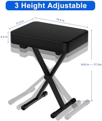 Adjustable X-Style Keyboard Bench,Thick Cushion,Folding X-Style Keyboard Benc...