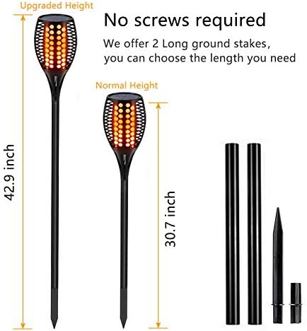Aityvert Flickering Flame Solar Torch Lights Outdoor, 43" Tall, 2 Pack