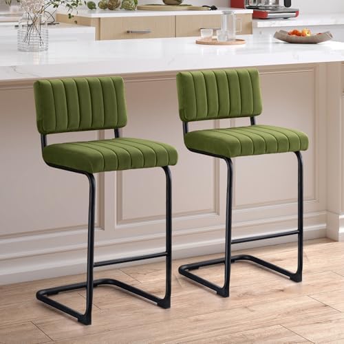 ONEVOG 24.6'' Counter Height Bar Stools Set of 2, Mid-Century Modern ...
