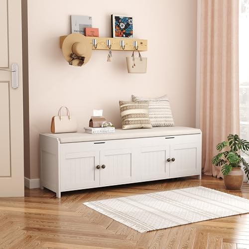 HOMEFORT 54.4" Shoe Bench with Lift Top Storage, Entryway Bench with Cus...