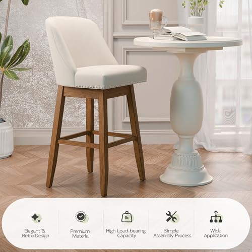 MU Counter Height Swivel Barstools, 30" Seat Height Upholstered Bar Stoo...