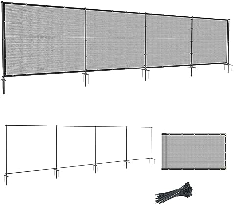 SunnyRoyal 6' x 24' Privacy Fence Screen Panel with Iron Poles Freest...