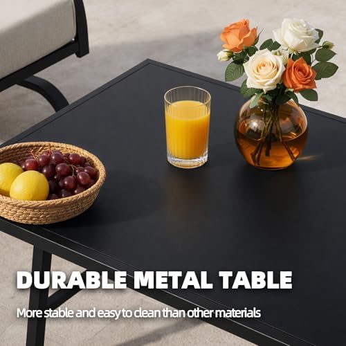 ALAULM 4 Piece Patio Furniture Set,Outdoor Metal Patio Furniture with Coffee ...
