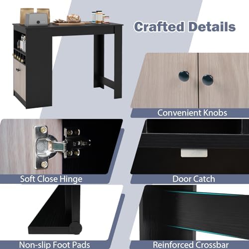 Giantex 48" Dining Table, Counter Height Bar Table with Storage Cabinet,...