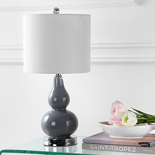 JONATHAN Y Anya Gourd Glass Table Lamp 20.5", Gray
