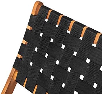 Patio Sense Sava Outdoor Folding Chair | Acacia Wood Construction | Black Wov...