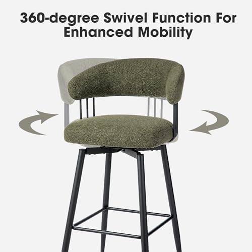Glitzhome Swivel Bar Stools Set of 2, 31.5 Inch Seat Height Modern Mid Centur...