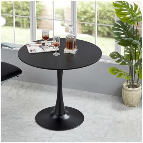 27.3" Tulip Dining Table, Black, Perfect for 2-4 People, Mid-Century Mod...