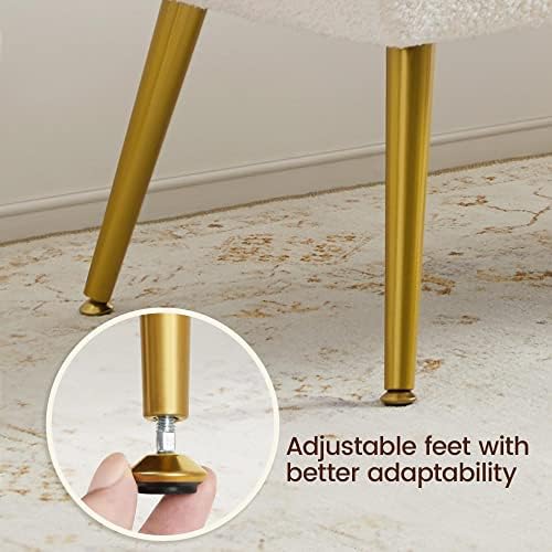 Yaheetech 45in Upholstered Boucle Ottoman Bench Seat with Gold Legs, Ivory