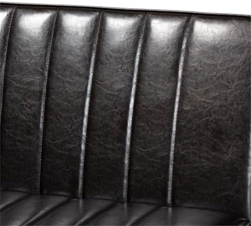 Baxton Studio Daymond Mid-Century Modern Dark Brown Faux Leather Upholstered ...