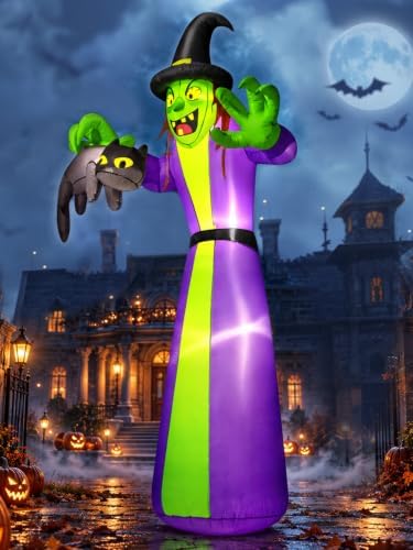 zukakii 12FT Giant Halloween Inflatables Witch Outdoor Decorations, Huge Hall...