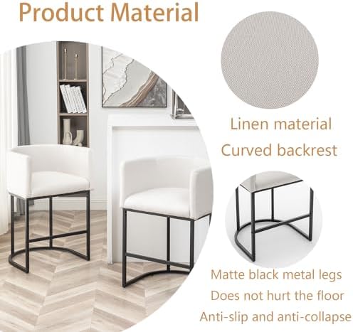 Bar Stools Set of 2, Modern Barstools with Back, Barrel Bar Chairs with Metal...