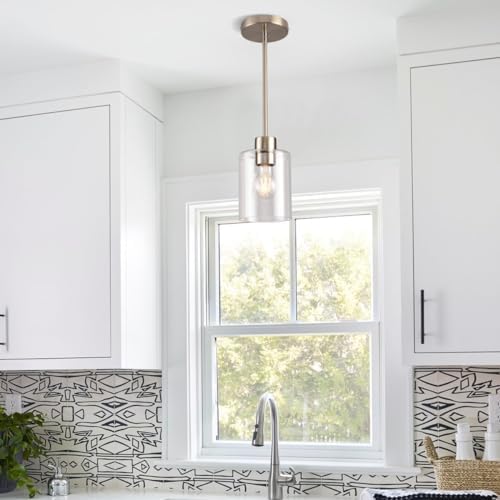 Brushed Nickel Pendant Lights Kitchen Island - Clear Glass Pendant Light Fixt...