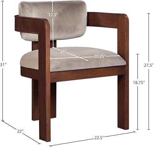 Meridian Furniture Sacha Velvet/Rubberwood Dining Chair, Taupe, Set of 2