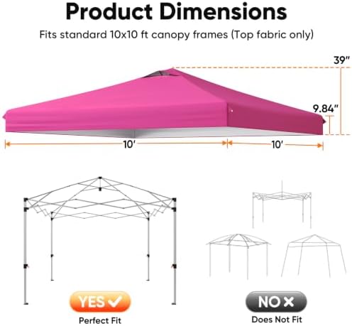 Quictent 10x10 Replacement Top Pop Up Canopy Tent Cover Roof