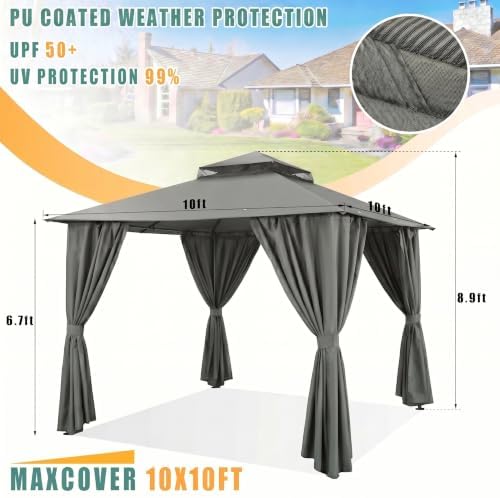 COBIZI 10x10 FT Outdoor Gazebo, Soft Top Patio Gazebo with Ventilated Double-...