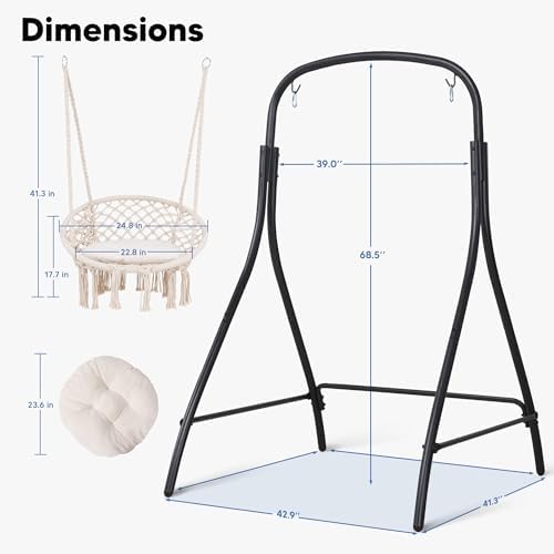 SUNCREAT Indoor Hammock Swing Chair with Stand, Hanging Chair Outdoor with St...