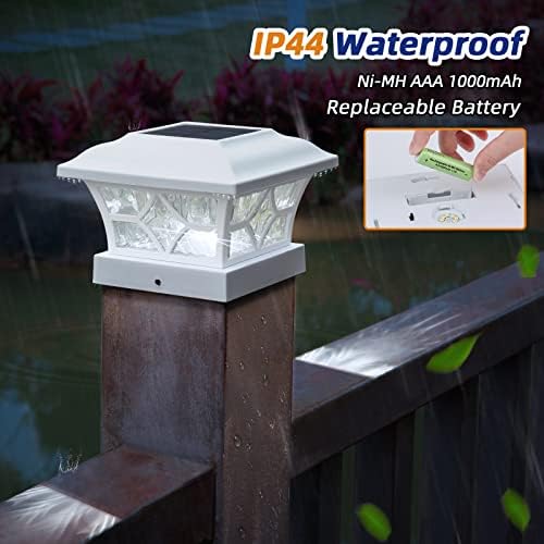 APONUO Solar Post Cap Lights 8 Pack with 1000mAh Battery - for 4x4 5x5 6x6 Fe...