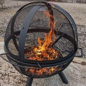 Ikuby Ball of Fire Pit fire Ball with BBQ Grill fire Globe Pit Large Round fi...